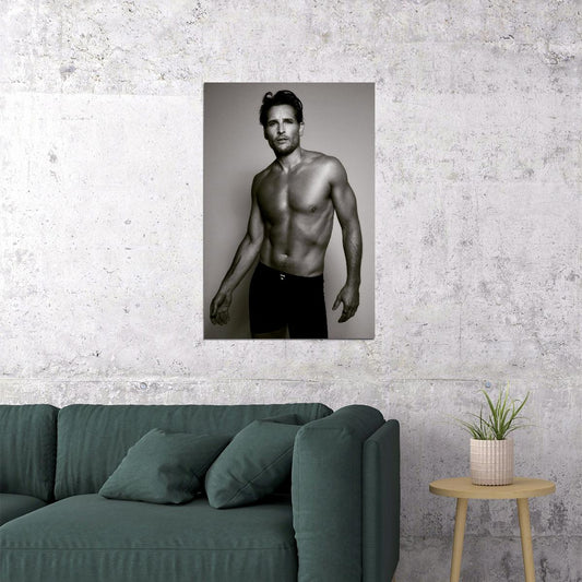 Peter Facinelli Confident Black and White Shirtless Photo Print Hollywood Celebrity Poster Handsome Man Wall Art Hot Male Aesthetic Decor for Bedroom Living Space - xonomax