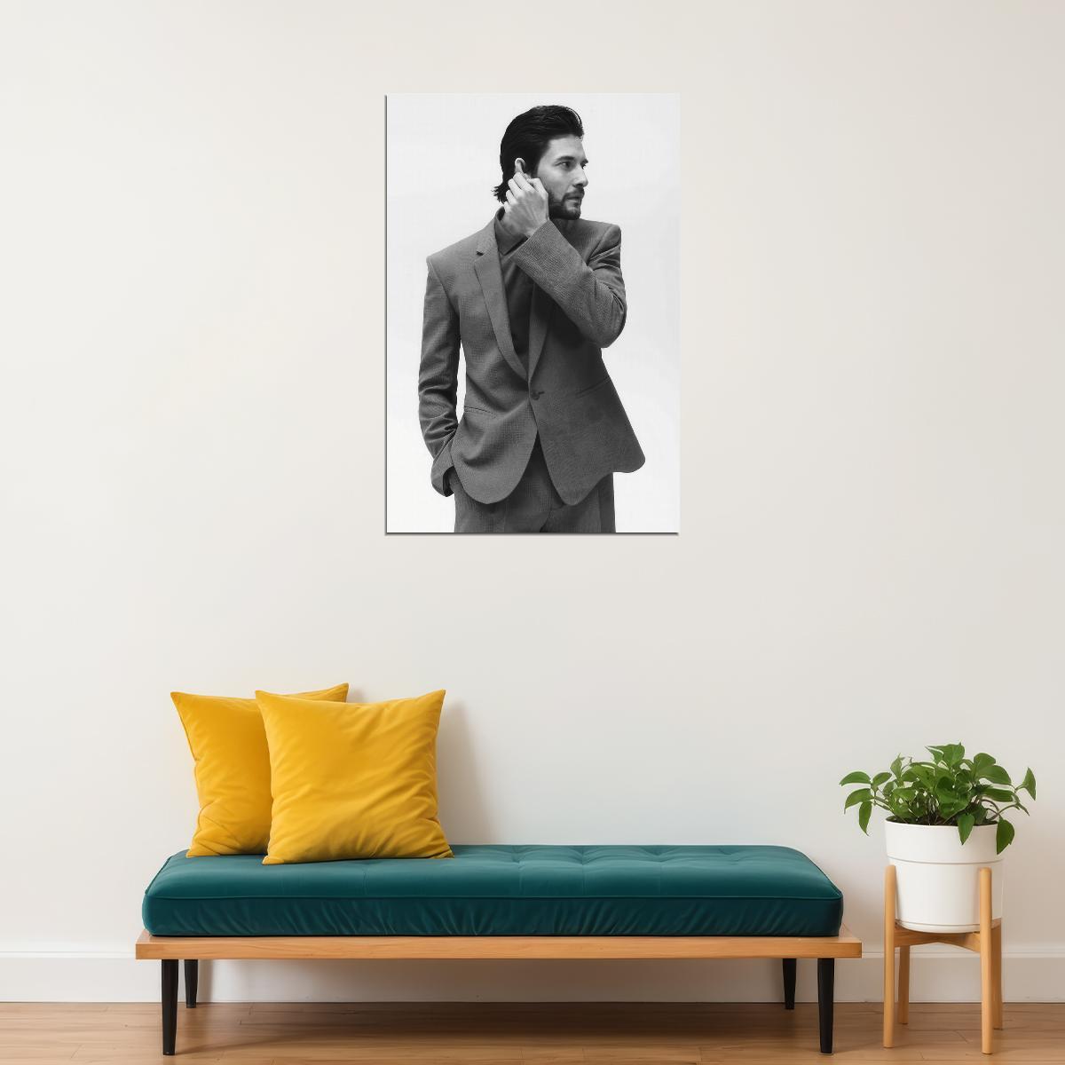 Ben Barnes Classic Black and White Suit Photo Print Hollywood Celebrity Poster Handsome Man Wall Art Hot Male Aesthetic Decor for Bedroom Living Room - xonomax