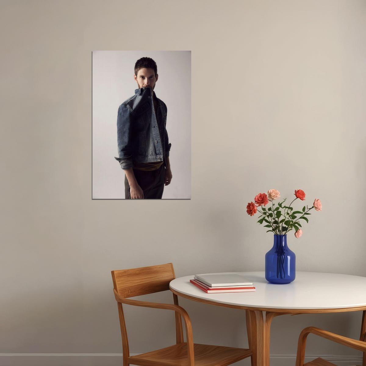 Ben Barnes Denim Jacket Fashion Photo Print Hollywood Celebrity Poster Handsome Man Wall Art Hot Male Model Aesthetic Decor for Bedroom Living Room - xonomax