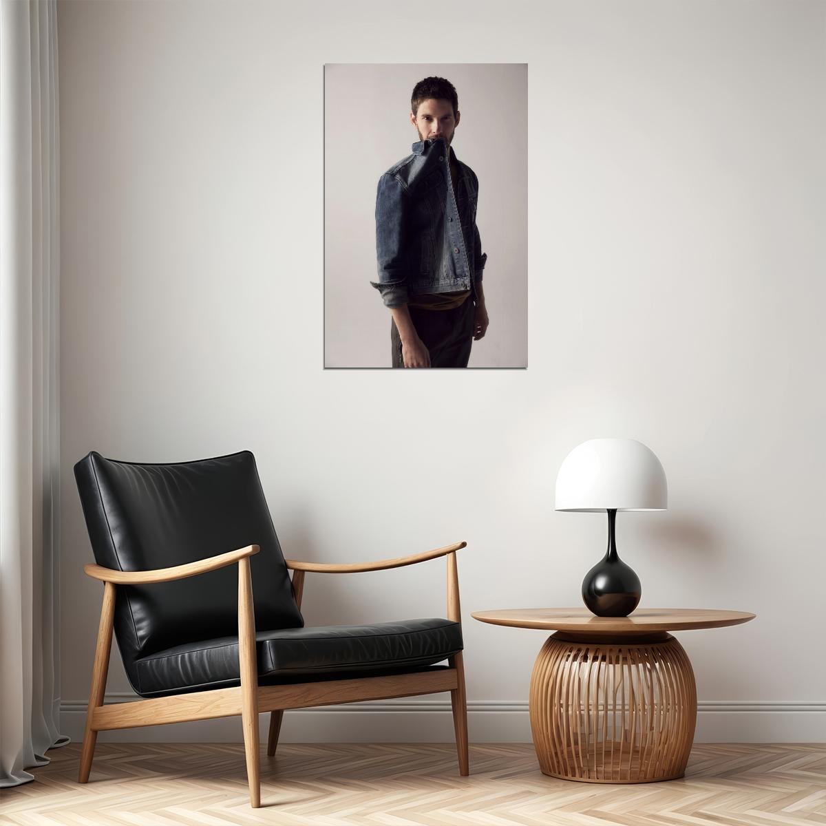 Ben Barnes Denim Jacket Fashion Photo Print Hollywood Celebrity Poster Handsome Man Wall Art Hot Male Model Aesthetic Decor for Bedroom Living Room - xonomax