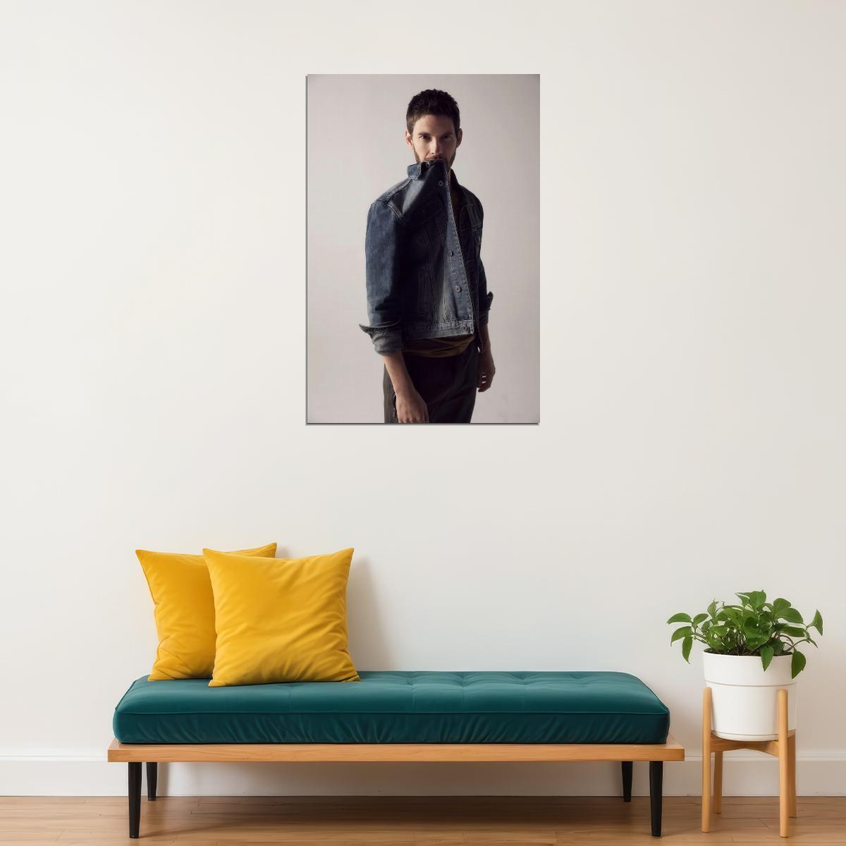 Ben Barnes Denim Jacket Fashion Photo Print Hollywood Celebrity Poster Handsome Man Wall Art Hot Male Model Aesthetic Decor for Bedroom Living Room - xonomax