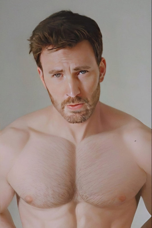 Chris Evans Handsome Close-Up Photo Print Hollywood Celebrity Poster Hot Male Model Wall Art Aesthetic Decor for Bedroom Living Space - xonomax