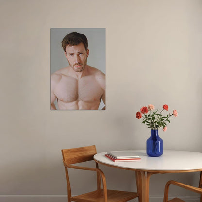 Chris Evans Handsome Close-Up Photo Print Hollywood Celebrity Poster Hot Male Model Wall Art Aesthetic Decor for Bedroom Living Space - xonomax