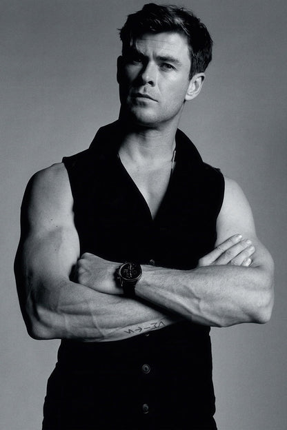 Chris Hemsworth Black and White Fashion Portrait Photo Print Hollywood Celebrity Poster Handsome Man Wall Art Hot Male Model Aesthetic Decor for Bedroom Office - xonomax