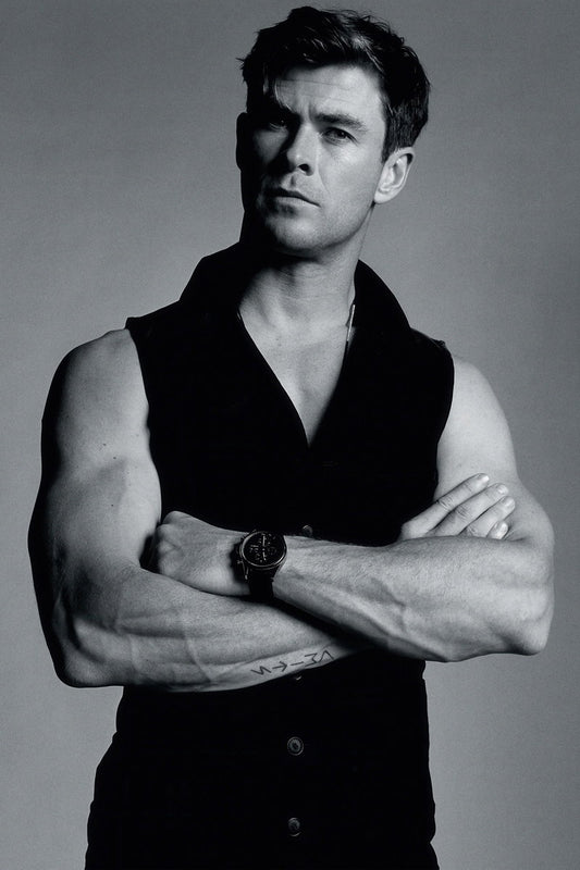 Chris Hemsworth Black and White Fashion Portrait Photo Print Hollywood Celebrity Poster Handsome Man Wall Art Hot Male Model Aesthetic Decor for Bedroom Office - xonomax