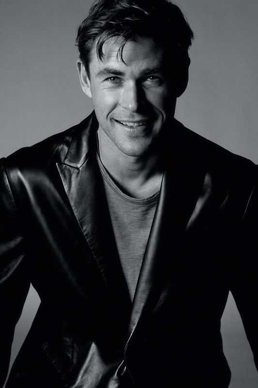 Chris Hemsworth Classic Black and White Photo Print Hollywood Celebrity Poster Handsome Man Wall Art Hot Male Model Aesthetic Decor for Bedroom Living Space - xonomax