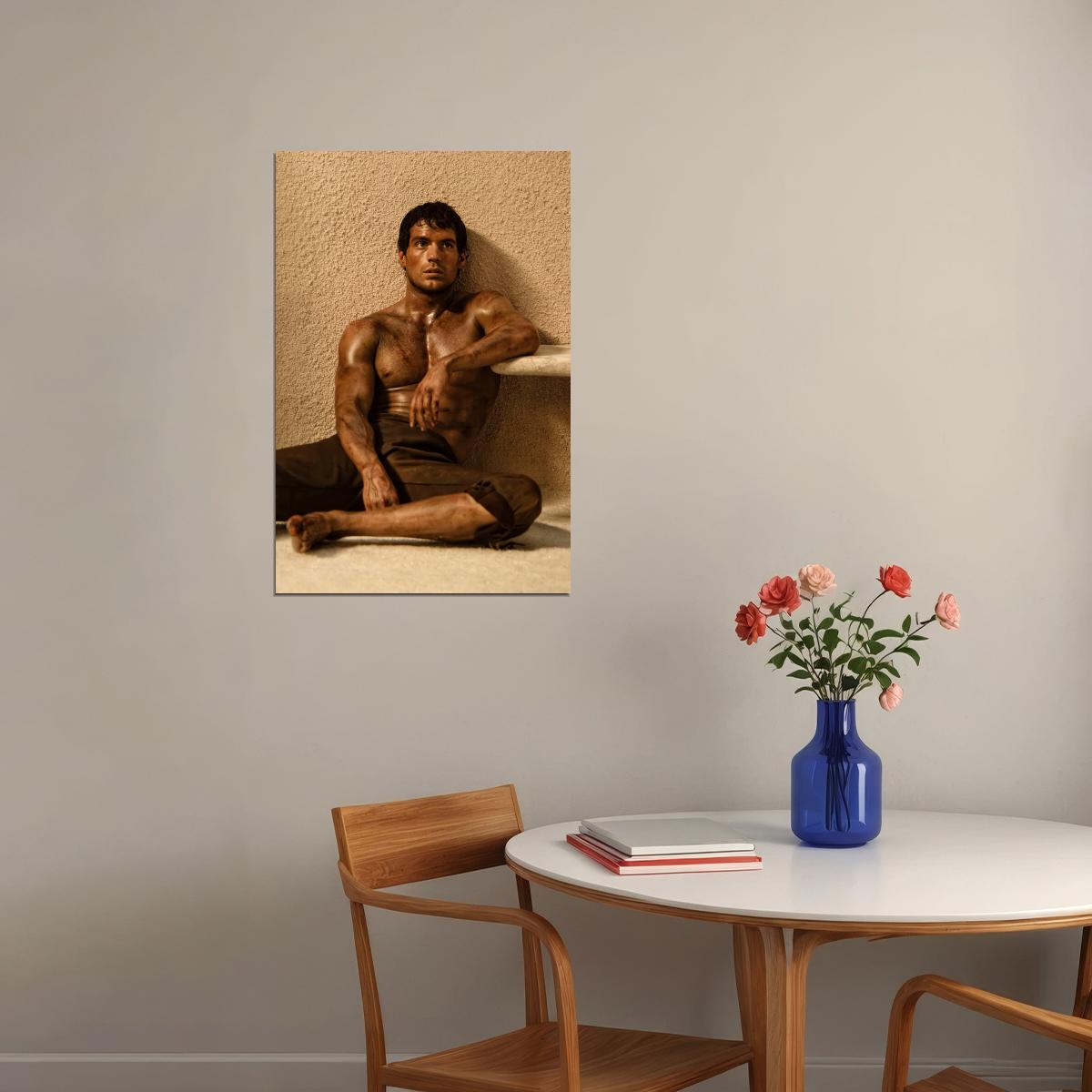 Henry Cavill Shirtless Movie Scene Photo Print Hollywood Celebrity Poster Handsome Man Wall Art Hot Male Aesthetic Decor for Bedroom Living Space - xonomax