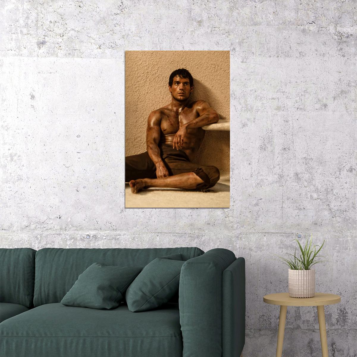 Henry Cavill Shirtless Movie Scene Photo Print Hollywood Celebrity Poster Handsome Man Wall Art Hot Male Aesthetic Decor for Bedroom Living Space - xonomax