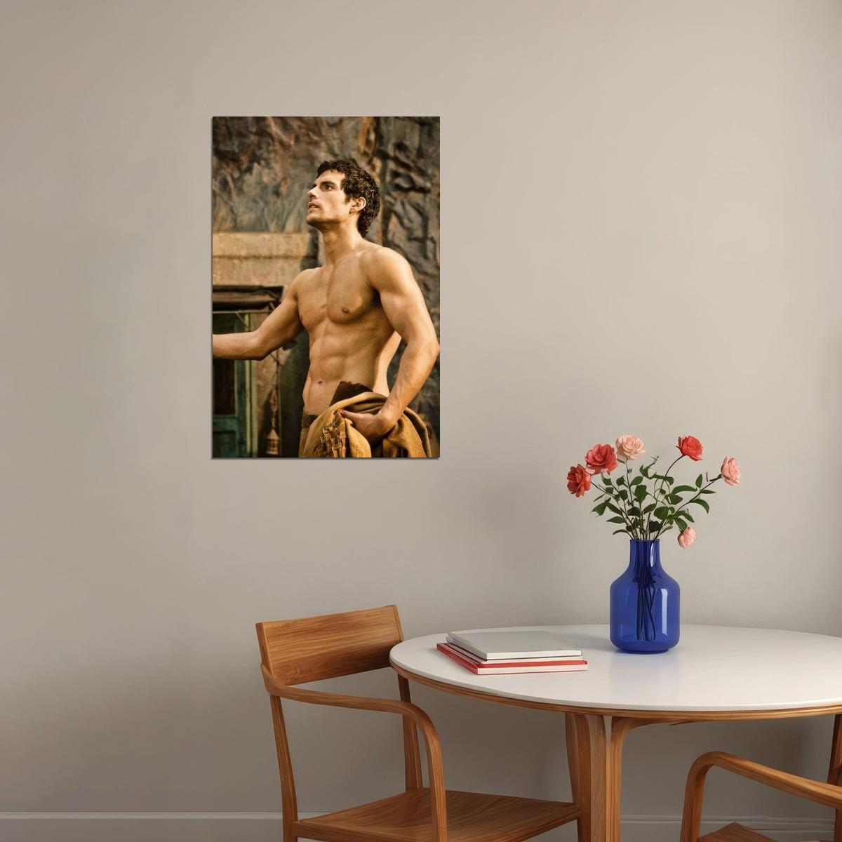 Henry Cavill Shirtless Action Movie Scene Photo Print Hollywood Celebrity Poster Handsome Man Wall Art Hot Male Aesthetic Decor for Bedroom Office - xonomax