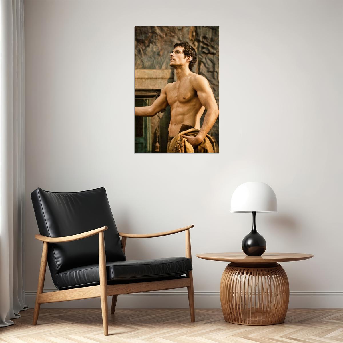 Henry Cavill Shirtless Action Movie Scene Photo Print Hollywood Celebrity Poster Handsome Man Wall Art Hot Male Aesthetic Decor for Bedroom Office - xonomax