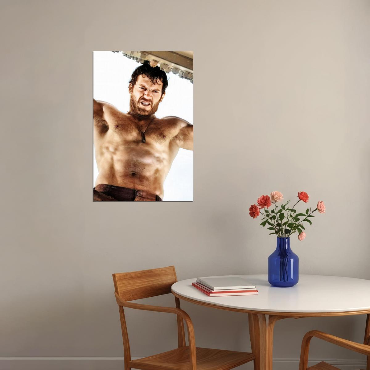Henry Cavill Shirtless Heroic Photo Print Hollywood Celebrity Poster Handsome Man Wall Art Hot Male Aesthetic Decor for Bedroom Living Space - xonomax