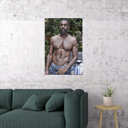 Idris Elba Shirtless Muscular Body Photo Print Hollywood Celebrity Poster Handsome Black Man Wall Art Hot Male Aesthetic Decor for Bedroom Living Room - xonomax