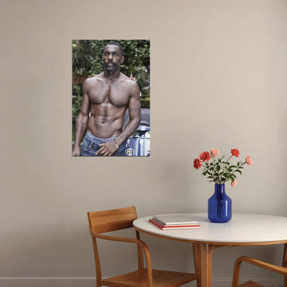 Idris Elba Shirtless Muscular Body Photo Print Hollywood Celebrity Poster Handsome Black Man Wall Art Hot Male Aesthetic Decor for Bedroom Living Room - xonomax