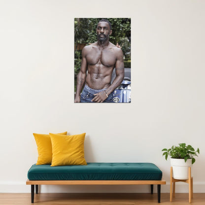 Idris Elba Shirtless Muscular Body Photo Print Hollywood Celebrity Poster Handsome Black Man Wall Art Hot Male Aesthetic Decor for Bedroom Living Room - xonomax