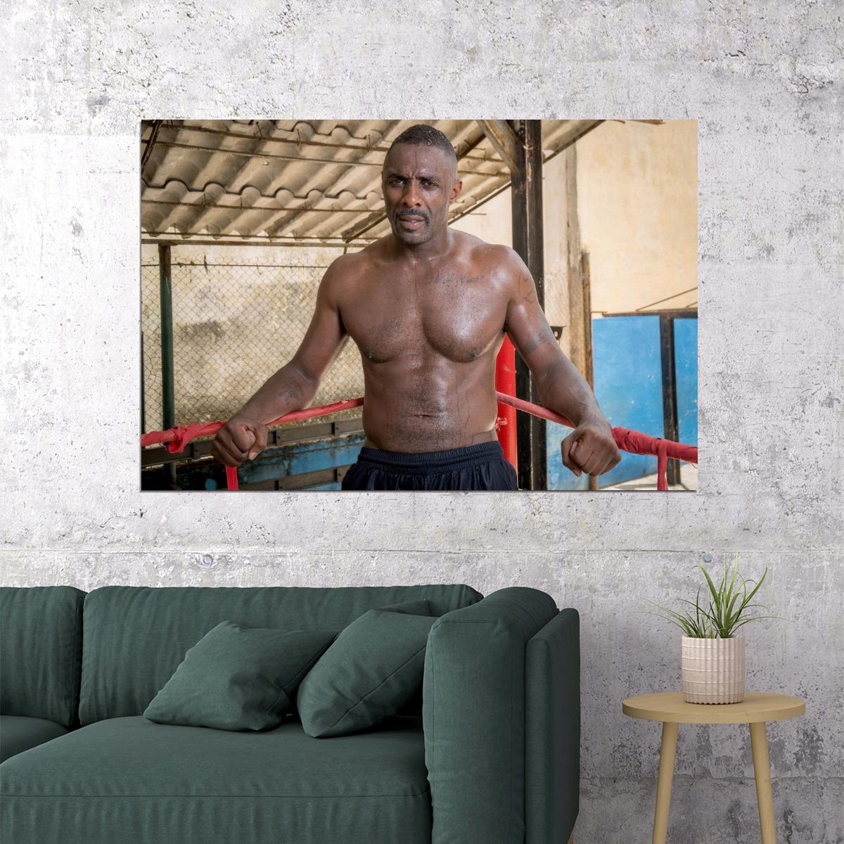 Idris Elba Shirtless Gym Workout Photo Print Hollywood Celebrity Poster Handsome Black Man Wall Art Hot Male Aesthetic Decor for Bedroom Living Room - xonomax