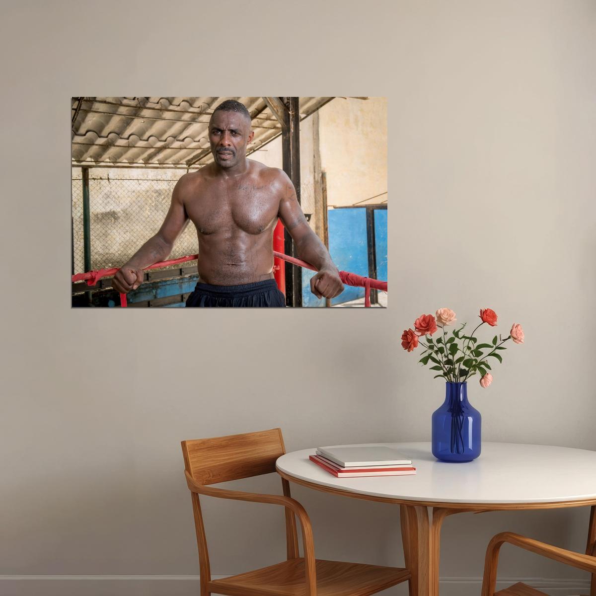 Idris Elba Shirtless Gym Workout Photo Print Hollywood Celebrity Poster Handsome Black Man Wall Art Hot Male Aesthetic Decor for Bedroom Living Room - xonomax