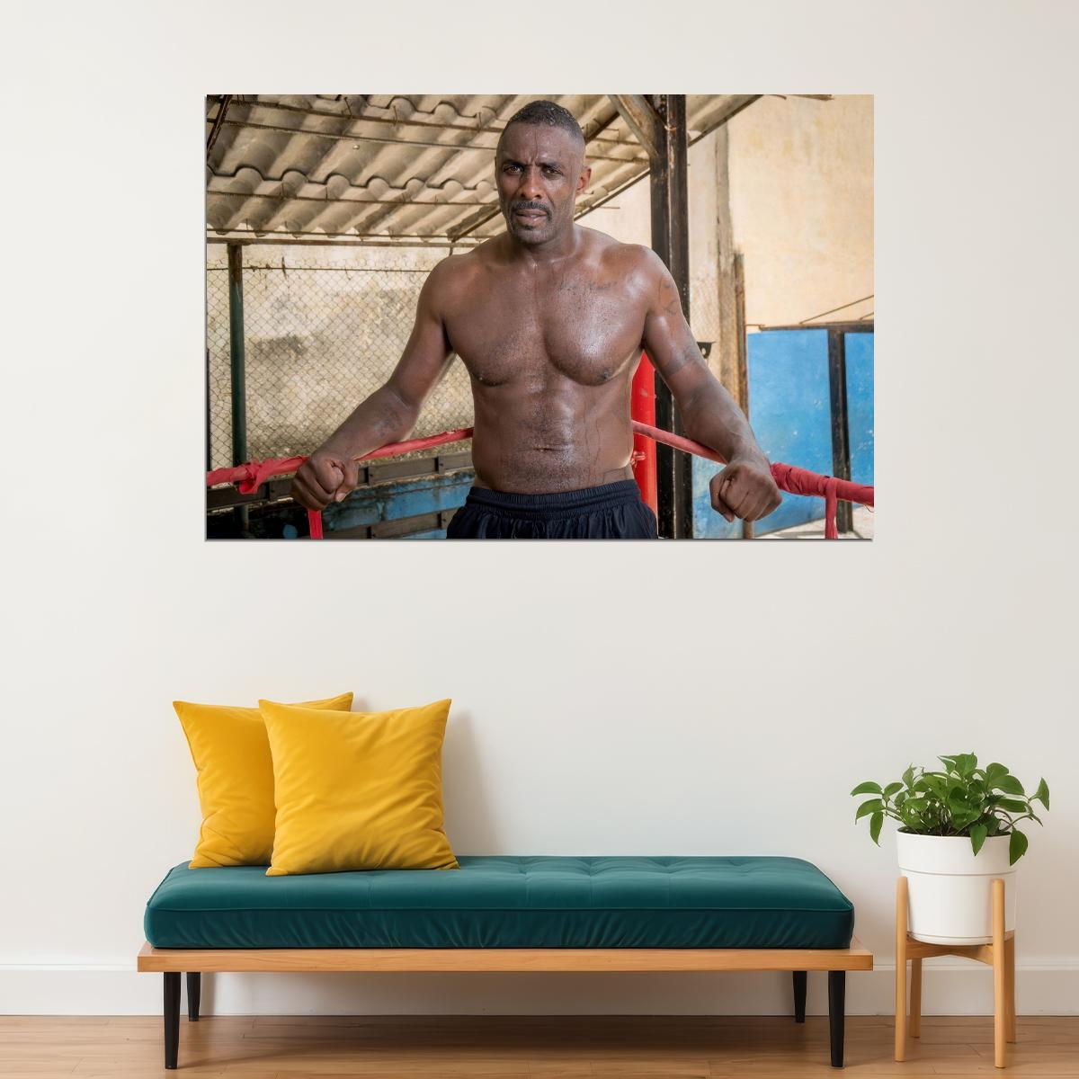 Idris Elba Shirtless Gym Workout Photo Print Hollywood Celebrity Poster Handsome Black Man Wall Art Hot Male Aesthetic Decor for Bedroom Living Room - xonomax