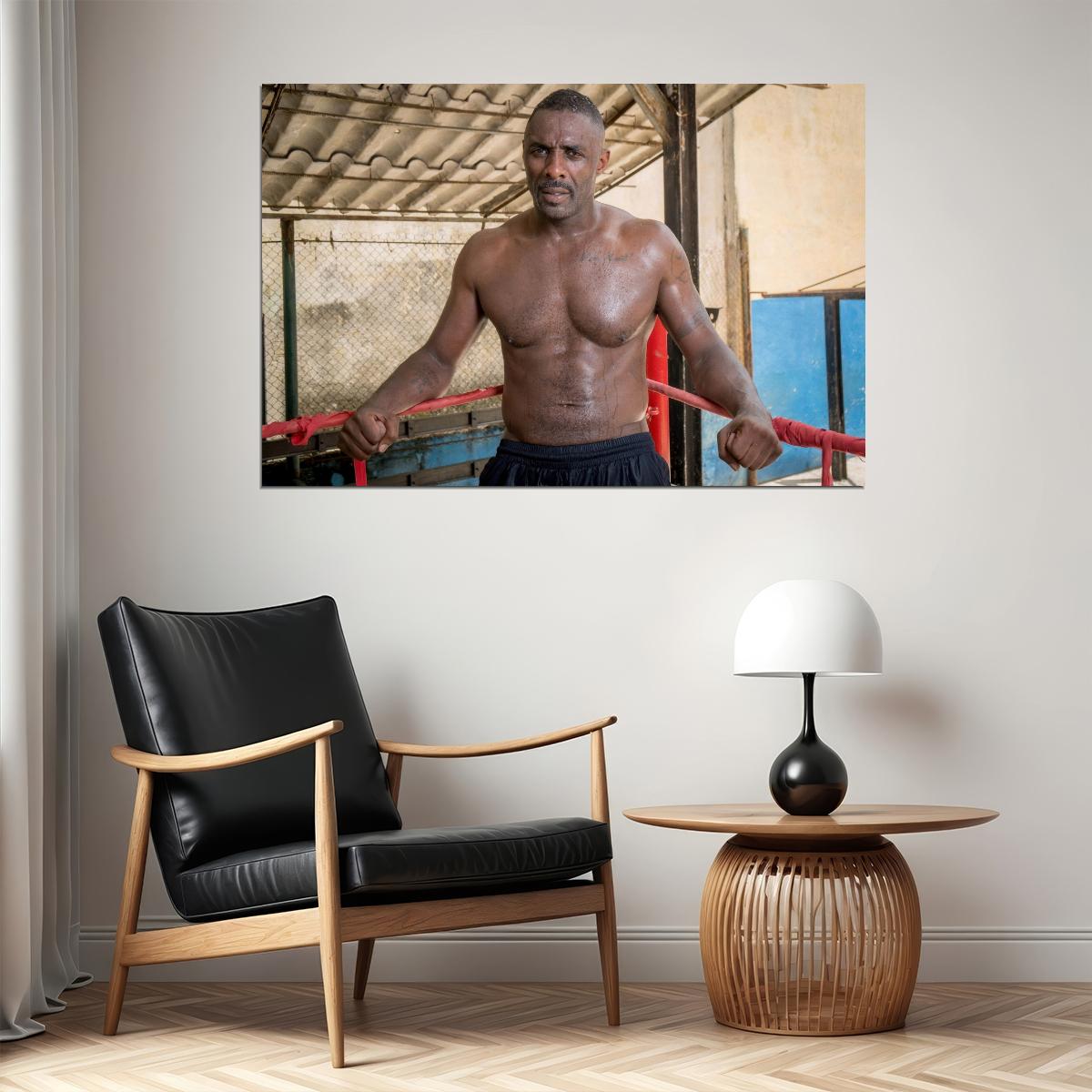 Idris Elba Shirtless Gym Workout Photo Print Hollywood Celebrity Poster Handsome Black Man Wall Art Hot Male Aesthetic Decor for Bedroom Living Room - xonomax