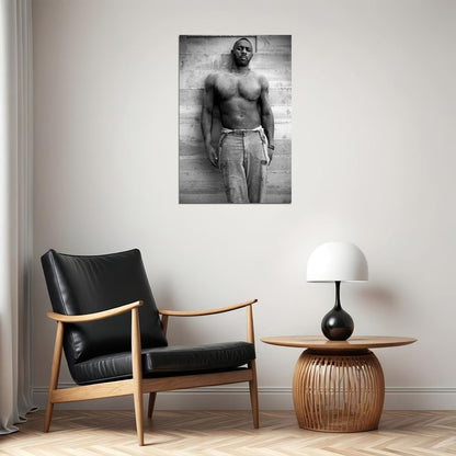 Idris Elba Black and White Shirtless Photo Print Hollywood Celebrity Poster Handsome Man Wall Art Hot Male Aesthetic Decor for Bedroom Office - xonomax