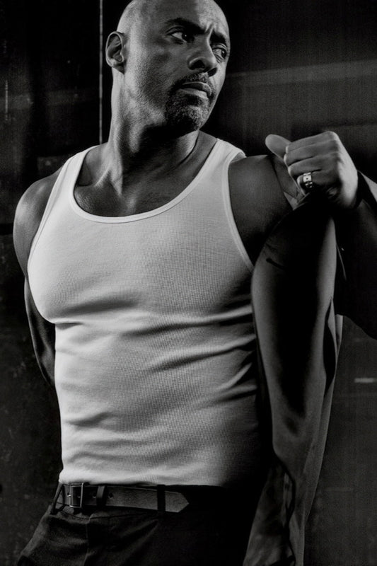 Idris Elba Black and White Tank Top Photo Print Hollywood Celebrity Poster Handsome Man Wall Art Hot Male Aesthetic Decor for Bedroom Living Space - xonomax