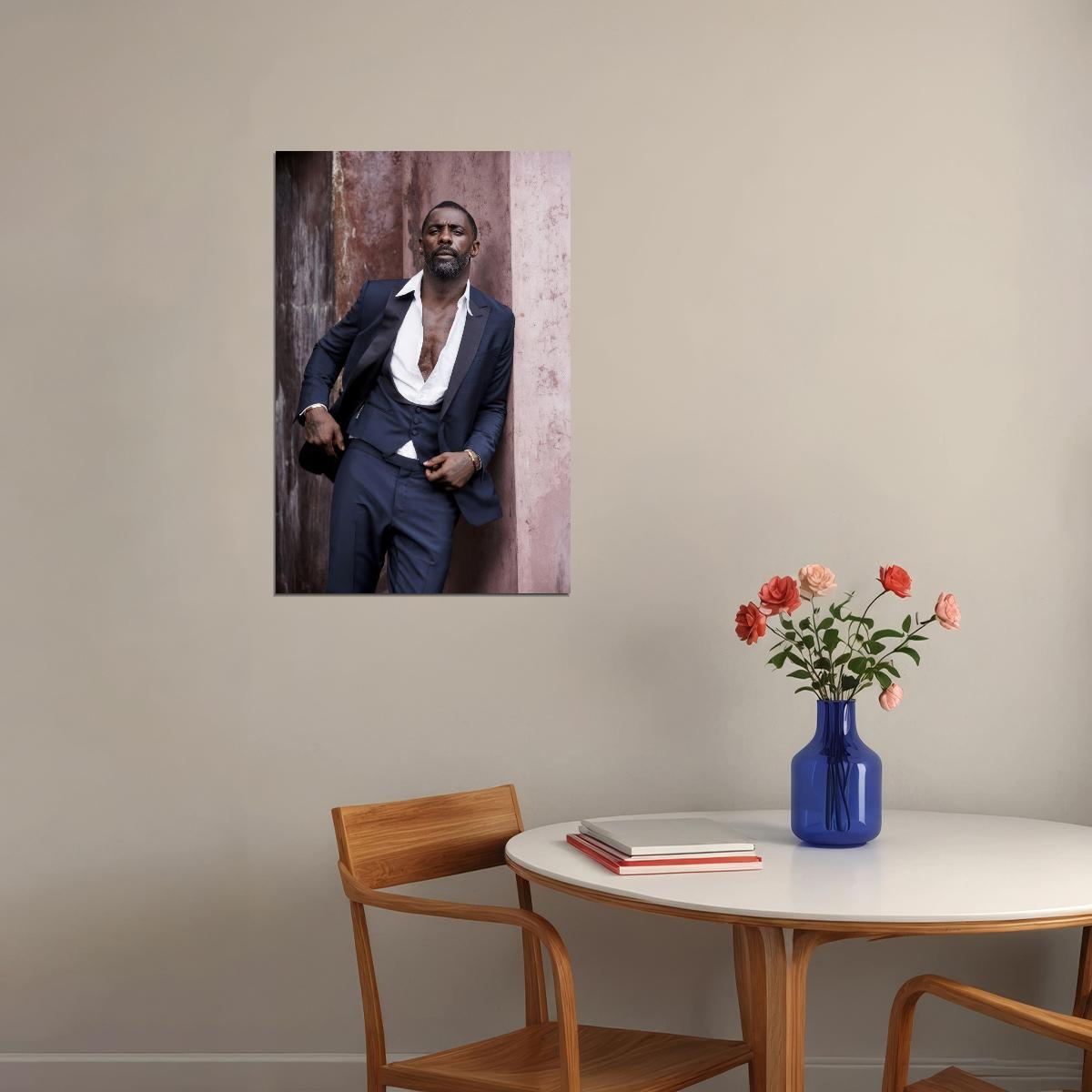 Idris Elba Stylish Suit Portrait Photo Print Hollywood Celebrity Poster Handsome Man Wall Art Hot Male Aesthetic Decor for Bedroom Office - xonomax