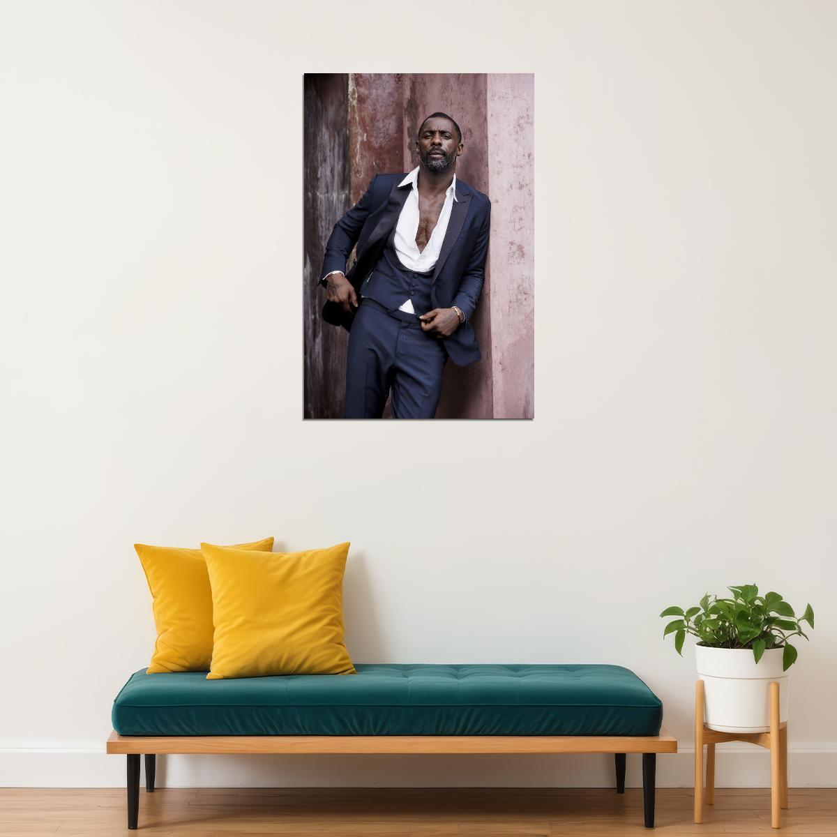 Idris Elba Stylish Suit Portrait Photo Print Hollywood Celebrity Poster Handsome Man Wall Art Hot Male Aesthetic Decor for Bedroom Office - xonomax