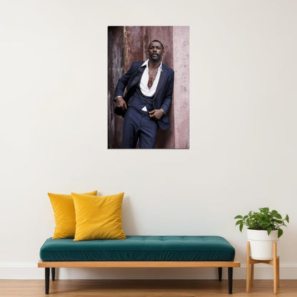 Idris Elba Stylish Suit Portrait Photo Print Hollywood Celebrity Poster Handsome Man Wall Art Hot Male Aesthetic Decor for Bedroom Office - xonomax