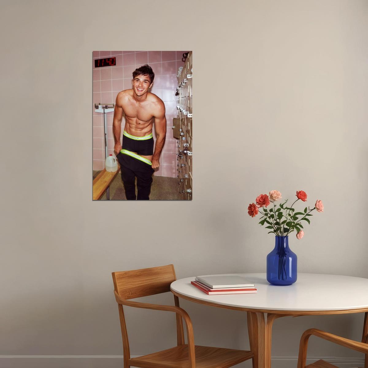 Jacob Elordi Shirtless Bathroom Photo Print Hollywood Celebrity Poster Handsome Man Wall Art Hot Male Model Aesthetic Decor for Bedroom Living Space - xonomax