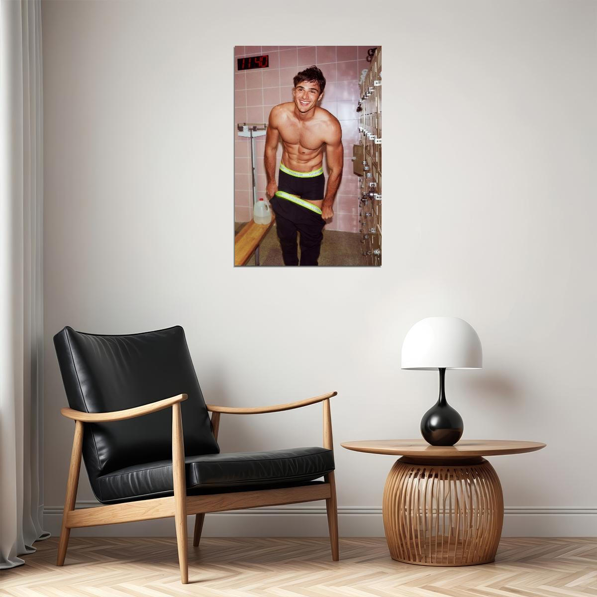 Jacob Elordi Shirtless Bathroom Photo Print Hollywood Celebrity Poster Handsome Man Wall Art Hot Male Model Aesthetic Decor for Bedroom Living Space - xonomax