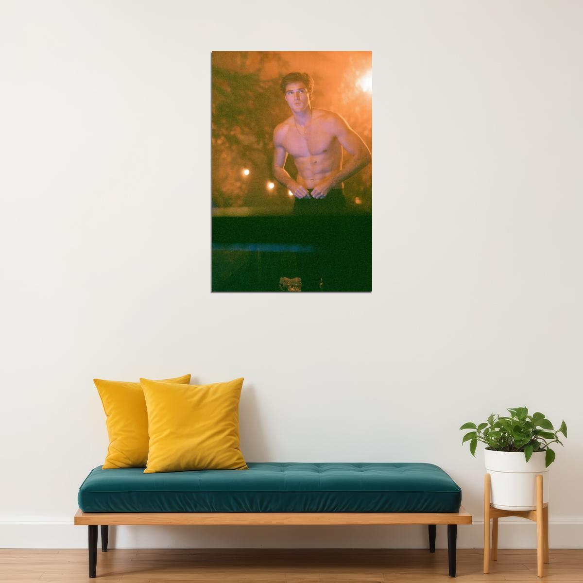 Jacob Elordi Shirtless Night Scene Photo Print Hollywood Celebrity Poster Handsome Man Wall Art Hot Male Aesthetic Decor for Bedroom Living Room - xonomax