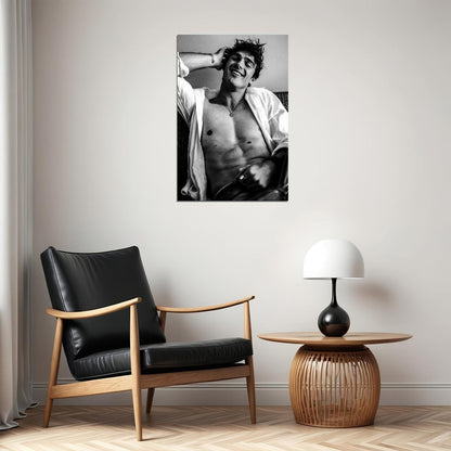 Jacob Elordi Black and White Smiling Photo Print Hollywood Celebrity Poster Handsome Man Wall Art Hot Male Aesthetic Decor for Bedroom Office - xonomax