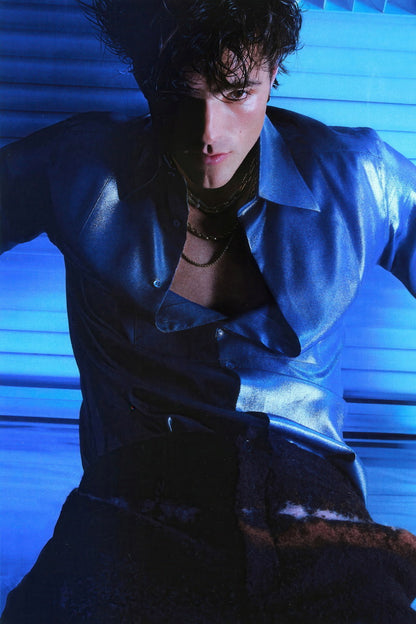 Jacob Elordi Stylish Blue Fashion Photo Print Hollywood Celebrity Poster Handsome Man Wall Art Hot Male Model Aesthetic Decor for Bedroom Living Space - xonomax