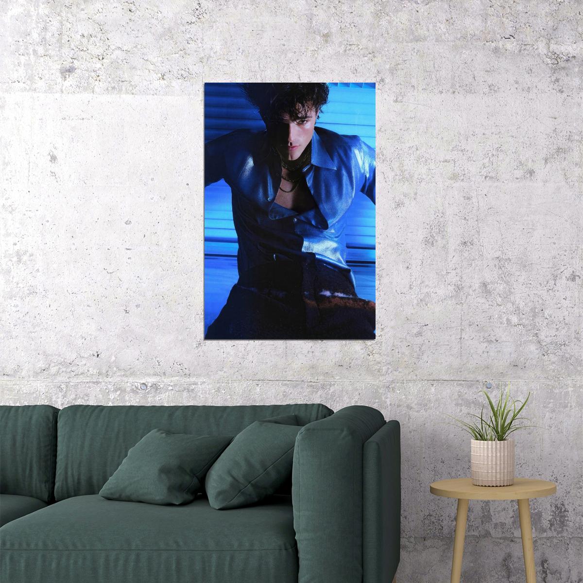 Jacob Elordi Stylish Blue Fashion Photo Print Hollywood Celebrity Poster Handsome Man Wall Art Hot Male Model Aesthetic Decor for Bedroom Living Space - xonomax