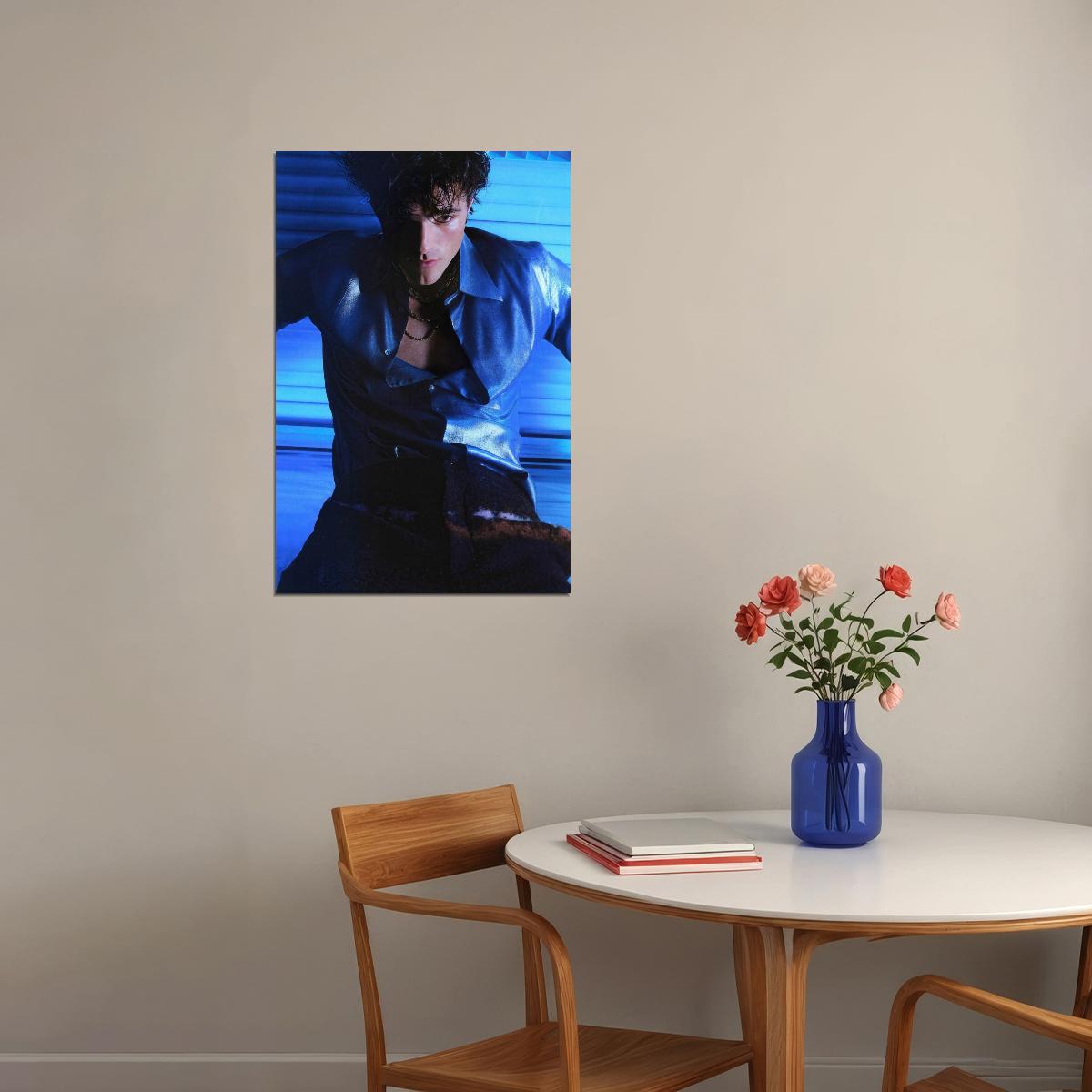 Jacob Elordi Stylish Blue Fashion Photo Print Hollywood Celebrity Poster Handsome Man Wall Art Hot Male Model Aesthetic Decor for Bedroom Living Space - xonomax