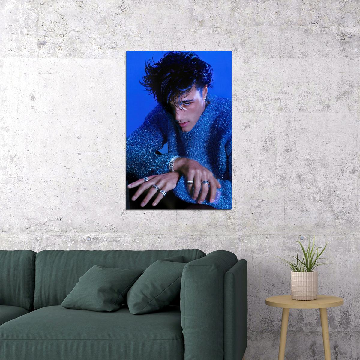 Jacob Elordi Blue Aesthetic Photo Print Hollywood Celebrity Poster Handsome Man Wall Art Hot Male Aesthetic Decor for Bedroom Living Room - xonomax