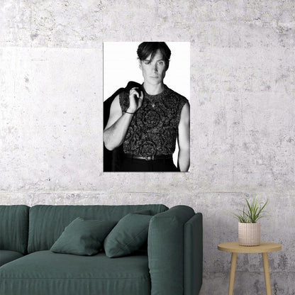 Cillian Murphy Black and White Stylish Photo Print Hollywood Celebrity Poster Handsome Man Wall Art Hot Male Actor Aesthetic Decor for Bedroom Living Room - xonomax