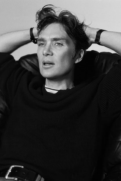 Cillian Murphy Black and White Relaxed Pose Photo Print Hollywood Celebrity Poster Handsome Man Wall Art Hot Male Actor Aesthetic Decor for Bedroom Living Space - xonomax