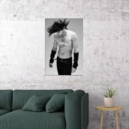 Jared Leto Black and White Shirtless Fashion Photo Print Hollywood Celebrity Poster Handsome Man Wall Art Hot Male Musician Aesthetic Decor for Bedroom Living Room - xonomax