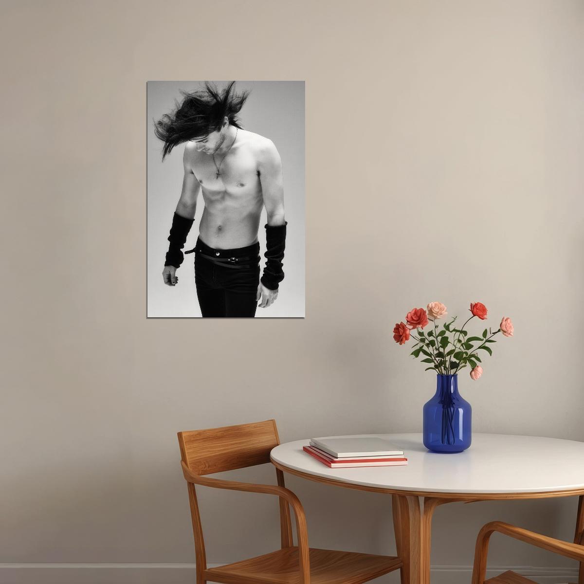 Jared Leto Black and White Shirtless Fashion Photo Print Hollywood Celebrity Poster Handsome Man Wall Art Hot Male Musician Aesthetic Decor for Bedroom Living Room - xonomax