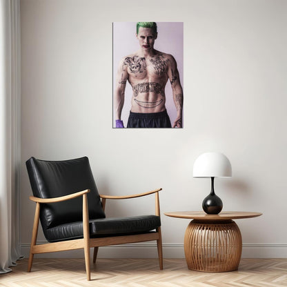 Jared Leto Tattooed Shirtless Photo Print Hollywood Celebrity Poster Handsome Man Wall Art Hot Male Actor Aesthetic Decor for Bedroom Office - xonomax
