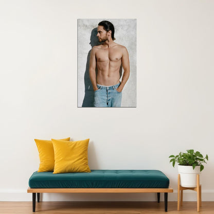 Jared Leto Shirtless Casual Denim Photo Print Hollywood Celebrity Poster Handsome Man Wall Art Hot Male Musician Aesthetic Decor for Bedroom Living Space - xonomax