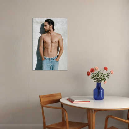 Jared Leto Shirtless Casual Denim Photo Print Hollywood Celebrity Poster Handsome Man Wall Art Hot Male Musician Aesthetic Decor for Bedroom Living Space - xonomax