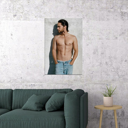 Jared Leto Shirtless Casual Denim Photo Print Hollywood Celebrity Poster Handsome Man Wall Art Hot Male Musician Aesthetic Decor for Bedroom Living Space - xonomax