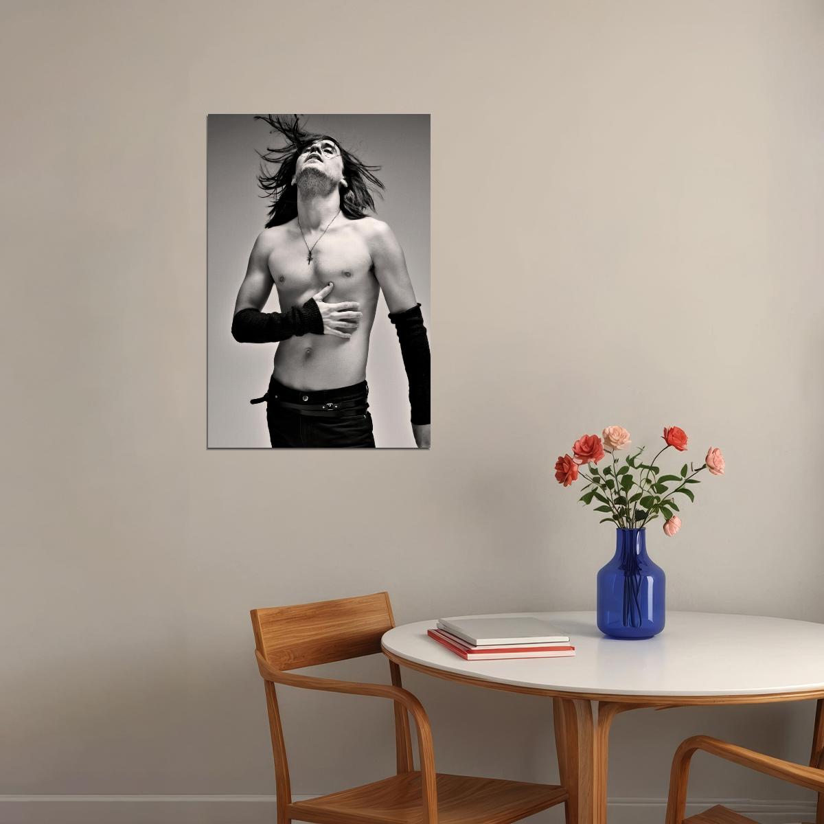 Jared Leto Black and White Artistic Shirtless Photo Print Hollywood Celebrity Poster Handsome Man Wall Art Hot Male Aesthetic Decor for Bedroom Living Room - xonomax