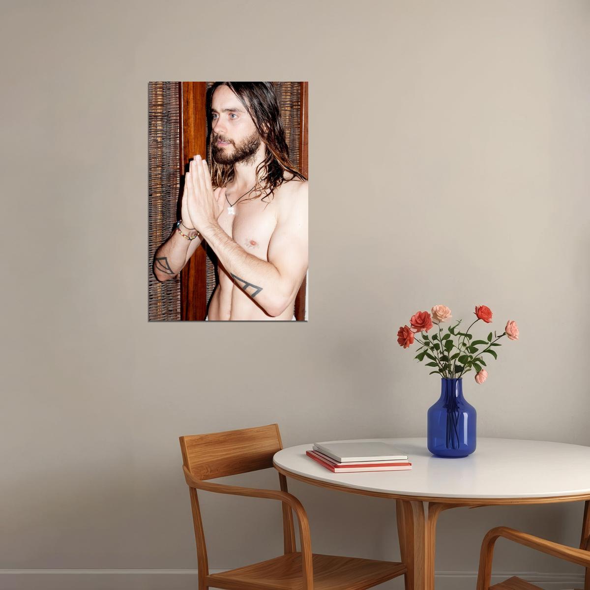 Jared Leto Shirtless Shirtless Jesus Praying Hands Photo Print Hollywood Celebrity Poster Handsome Man Wall Art Hot Male Musician Aesthetic Decor for Bedroom Office - xonomax