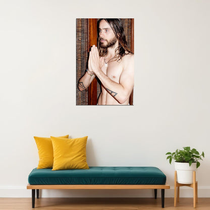 Jared Leto Shirtless Shirtless Jesus Praying Hands Photo Print Hollywood Celebrity Poster Handsome Man Wall Art Hot Male Musician Aesthetic Decor for Bedroom Office - xonomax