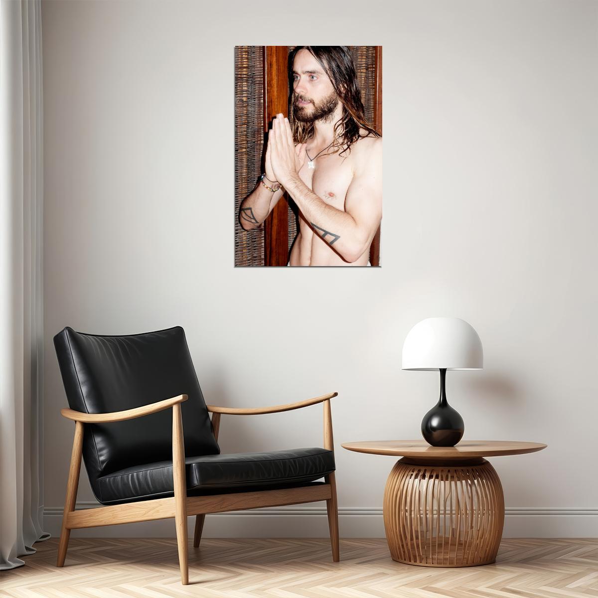 Jared Leto Shirtless Shirtless Jesus Praying Hands Photo Print Hollywood Celebrity Poster Handsome Man Wall Art Hot Male Musician Aesthetic Decor for Bedroom Office - xonomax