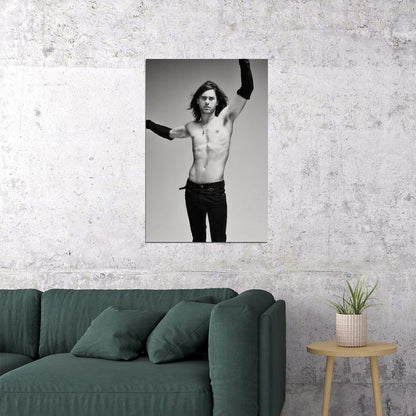Jared Leto Black and White Bold Fashion Photo Print Hollywood Celebrity Poster Handsome Man Wall Art Hot Male Model Aesthetic Decor for Bedroom Living Space - xonomax