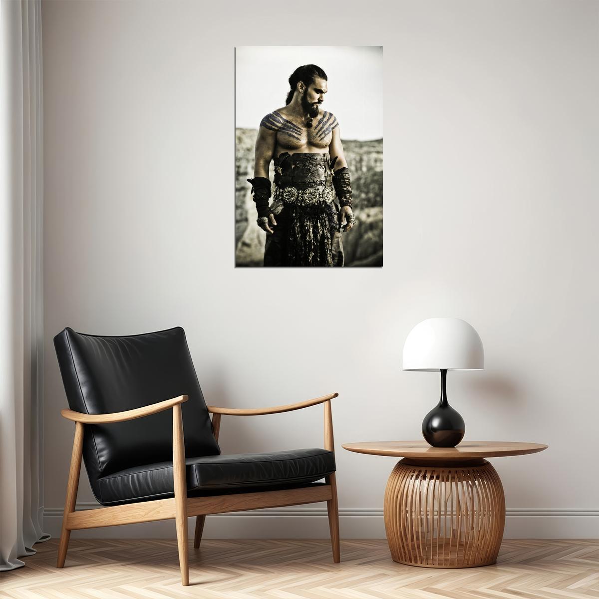 Jason Momoa Black and White Warrior Photo Print Hollywood Celebrity Poster Handsome Man Wall Art Hot Male Actor Aesthetic Decor for Bedroom Living Space - xonomax