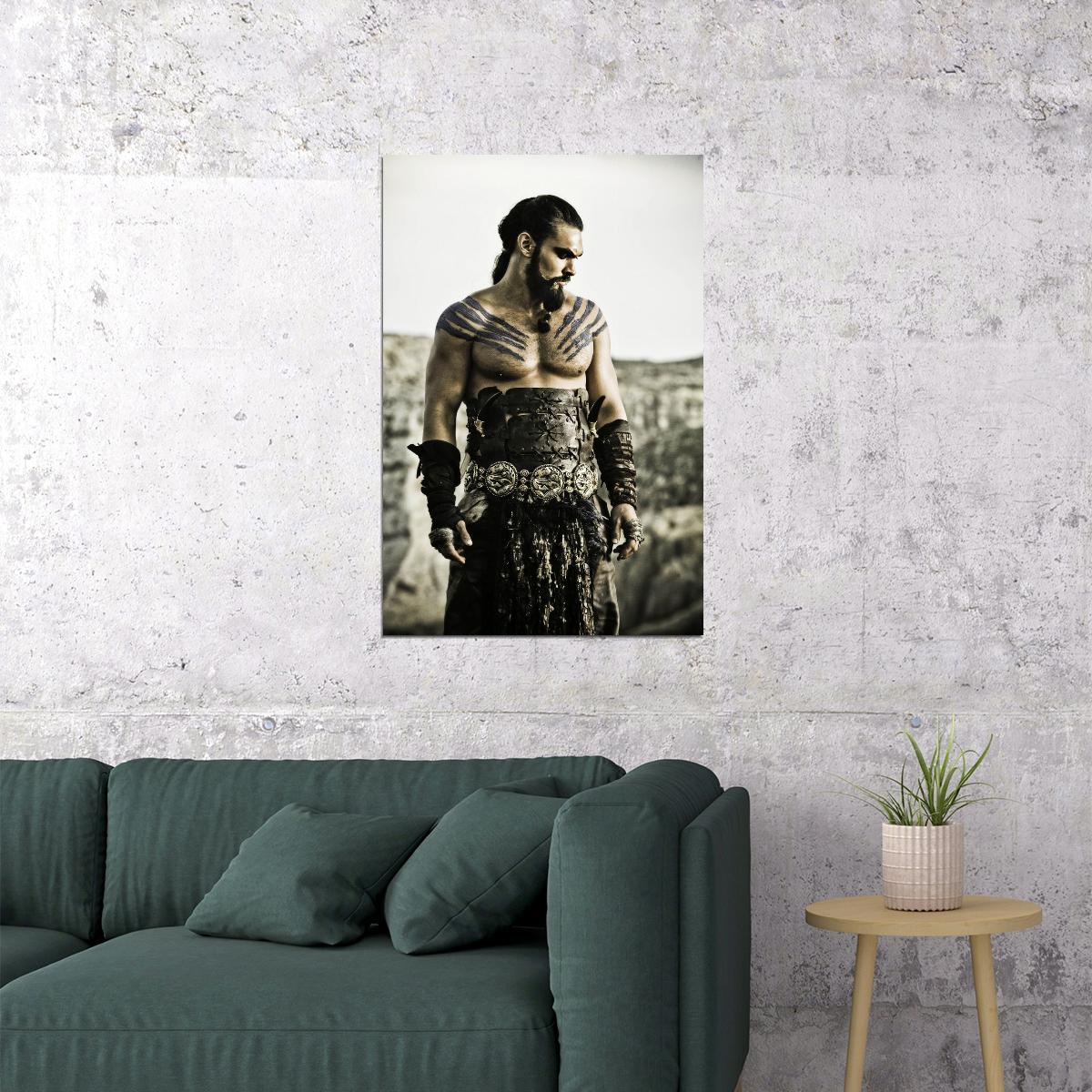 Jason Momoa Black and White Warrior Photo Print Hollywood Celebrity Poster Handsome Man Wall Art Hot Male Actor Aesthetic Decor for Bedroom Living Space - xonomax